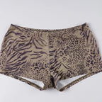 Leopard Print two piece Set Halter Crop Top With Deep V Backless Low Rise Shorts Outfit