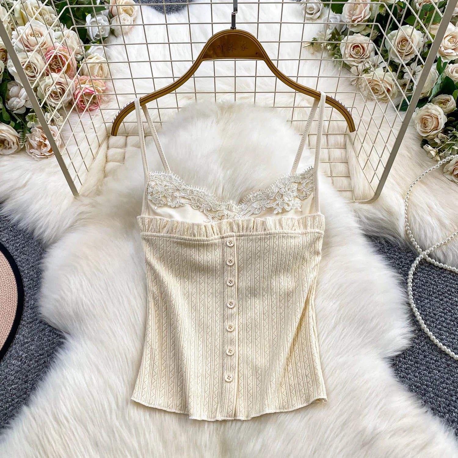 Sexy Basic Knit Lace Crop Top