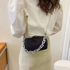 Mini Crossbody Rhinestone Bucket Bag With Glitter Chain Purse