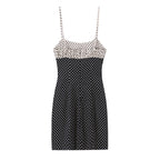 Black Polka Dot Summer Mini Dress With Bow Detail Sleeveless Slimming Waist