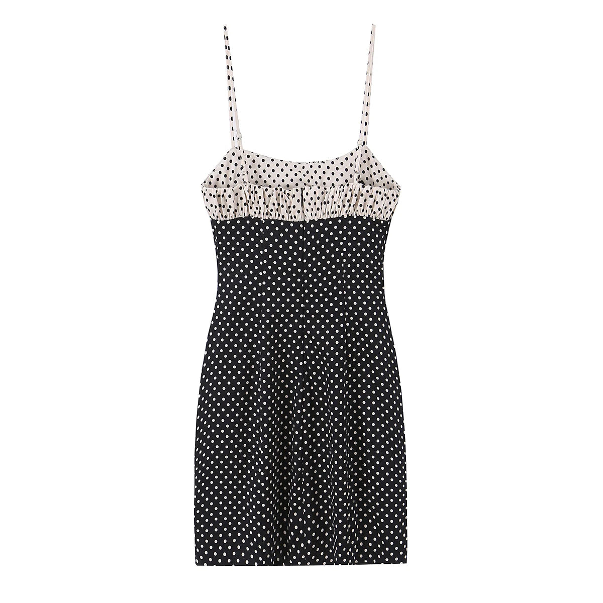 Black Polka Dot Summer Mini Dress With Bow Detail Sleeveless Slimming Waist