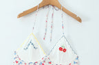 Women Fashion Sweet Floral Print Chic Halter Neck Cami Mini Y2K Embroidery Backless Dress
