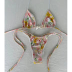 Print Micro Bikini Set Summer Beachwear Flirty Thong Swimsuit Bright Pattern
