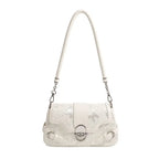 Whimsical Fairycore White Shoulder Bag With Butterfly Print Dreamy Harajuku Style Purse