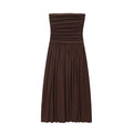 Elegant Strapless Off Shoulder Pleated Maxi Dress With Slim Silhouette