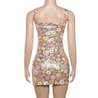 Floral Sequin Mini Dress With Spaghetti Straps