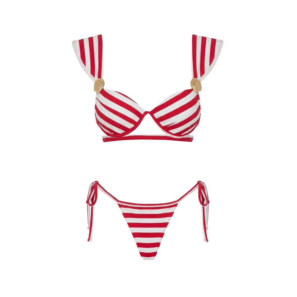 White Striped Two Piece Swimsuit With Halter Top And Long Skirt Beachwear For Summer Vacations