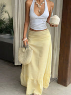 Striped High-Waisted Maxi Skirt