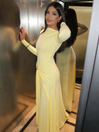 Ruched Maxi Dress For Women Chic Bodycon With Long Sleeves
