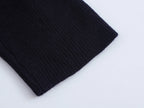 Knit Black Long Flute Dress With Buckle Detail