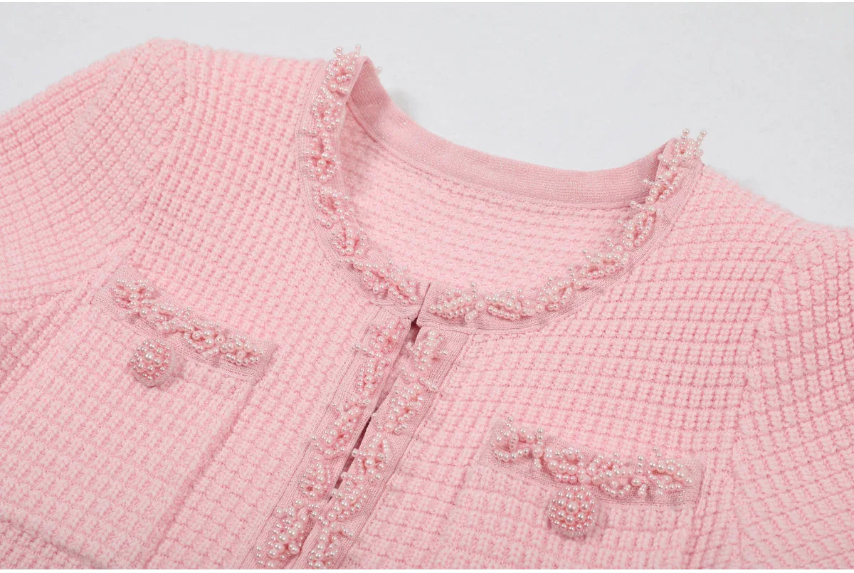 Beaded Knit A Line Dress
