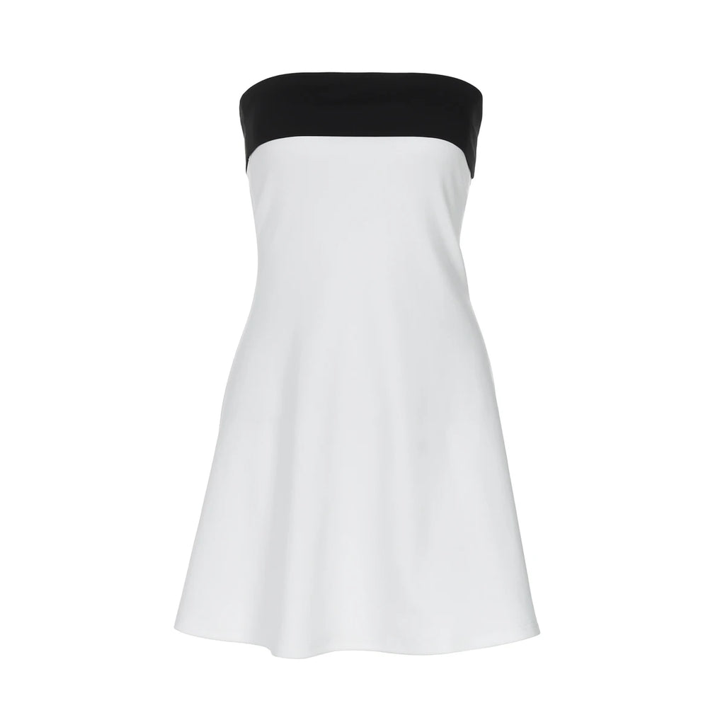 Block Strapless Patchwork Mini Dress