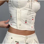 Chic Strips Pants Women Set Patchwork Slash Neck Bandage Top Pleated Asymmetry Trousers