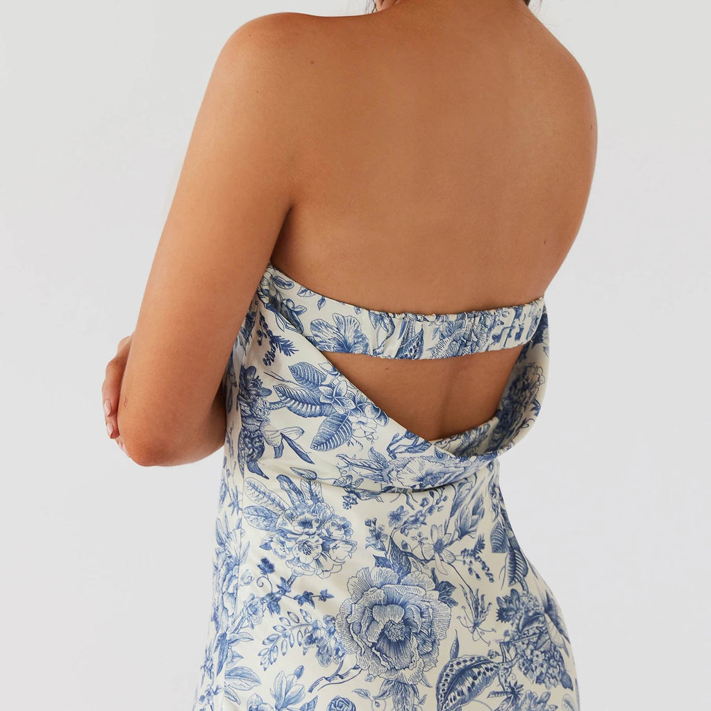 Floral Strapless Sleeveless Maxi Dress With Bodycon Silhouette