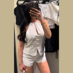 Halter Top And Shorts Set With Backless