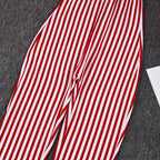 Red Striped Print Backless Halter Playsuit