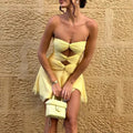Pleated Strapless Mini Dress Hollow Backless