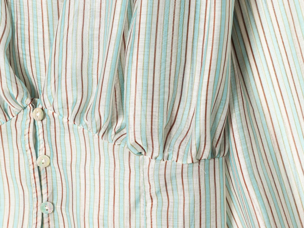 Striped Shirt With Flattering Fit Waist V Neck