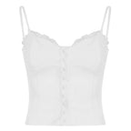Lace Patchwork Cropped Camisole With Cinched Waist Slender Ruched Top
