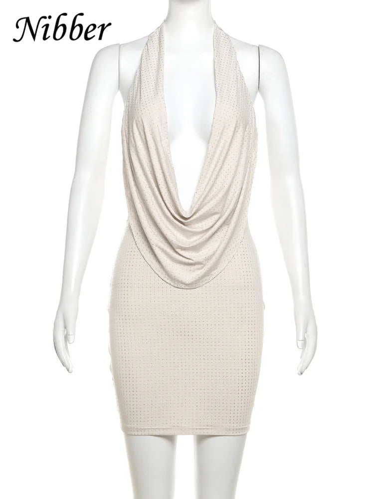 Diamond Pasted Mini Dress Strapless Deep Vneck