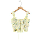 Blue Lace Up Bandage Tank Top Crop