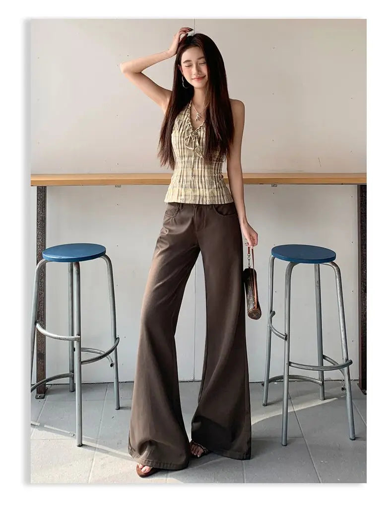 Antiwrinkle Flare Pants With Slimming Comfort Low Waisted