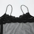Sheer Lace Mesh Camisole Mini Dress
