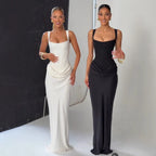 Ladies Lace Up Maxi Dress Slim Fit