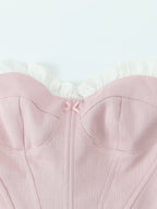 Fashion Bow Chic Fish Bone Tube Sexy Slim Backless Corset Y2K Strapless Cropped Top