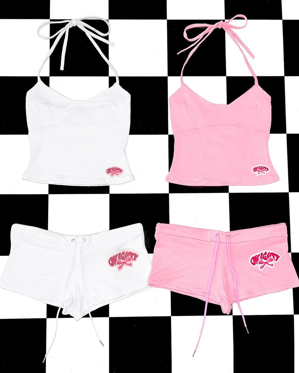 Graphic Letter Print Crop Top With Shorts Grunge Streetwear Vibe
