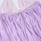 Purple Chiffon Backless Sundress With Deep V Neck A-Line Mini