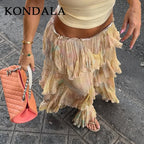 Tiered A-Line Print Ruffle Skirt