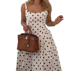 Long Polka Dot Dress With Retro Tube Top And Skirt