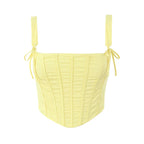 Sunny Chic Yellow Crop Cami Top With Back Zipper Slim Fit