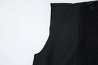 Flirty Lace Sheer V Neck Sleeveless Crop Top With Button Front Slim Fit