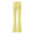 Boutique Knit Flared Pants With Elastic Waist And Back Bow Detail Slim Fit Trousers