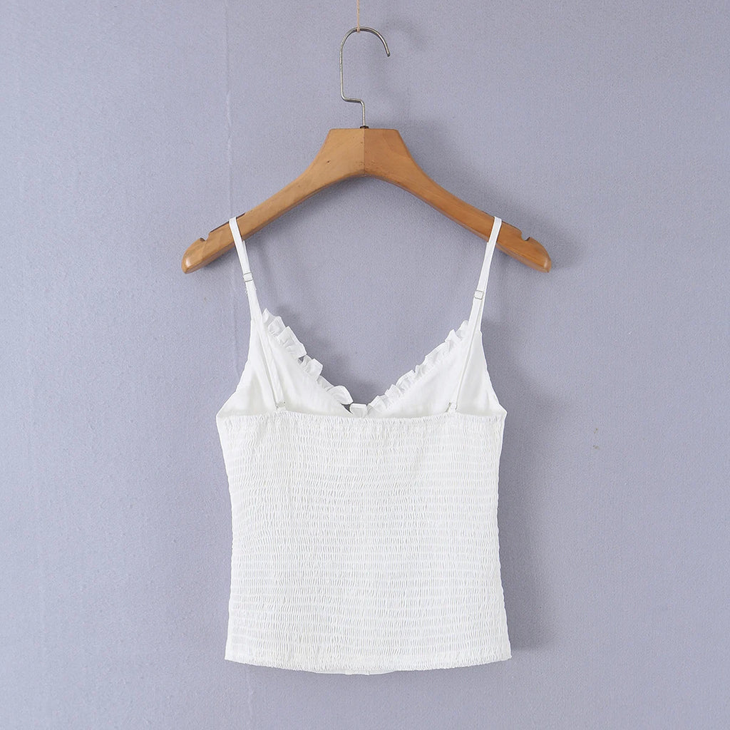 Sleek Backless V Neck Bow Crop Camisole Top