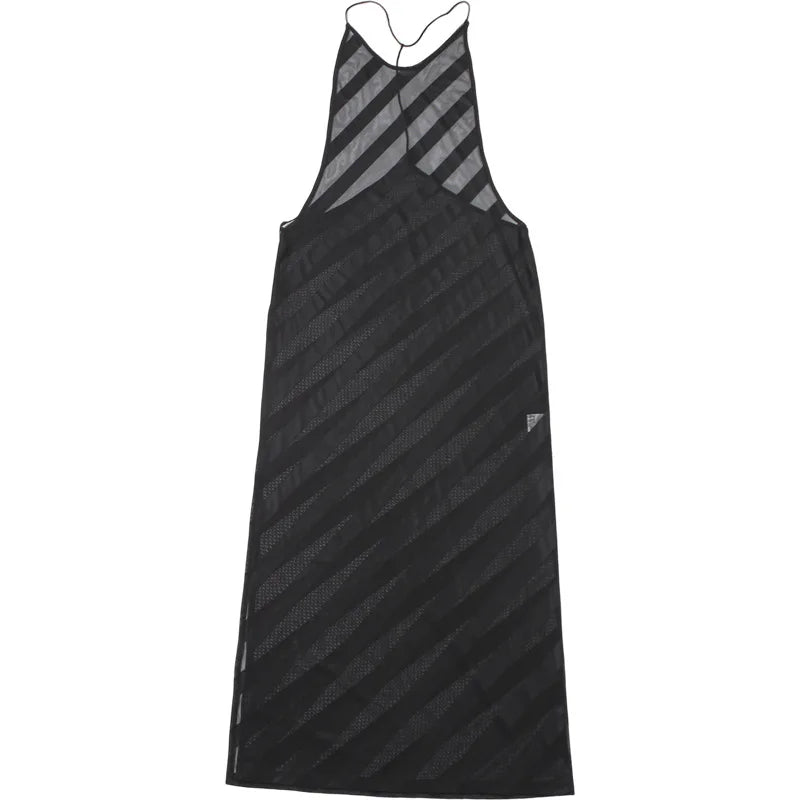 Mesh Halter Maxi Dress With See Through Bodice Sleeveless Backless