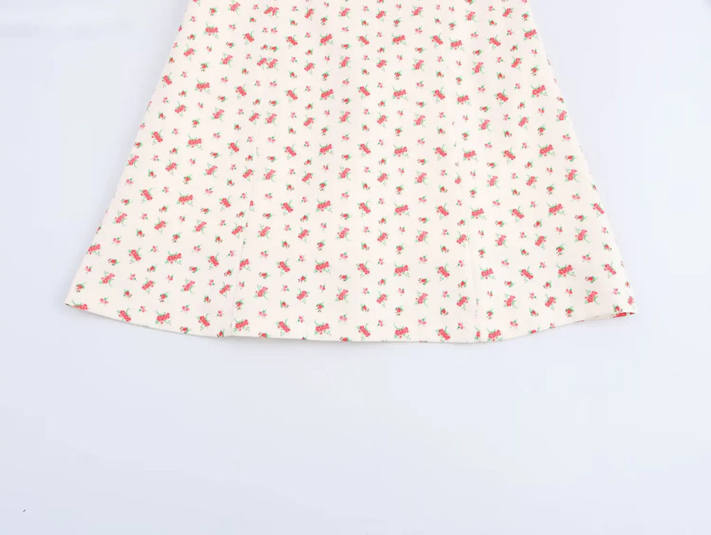 Sweet Floral Waist Slim Fit Suspender Playful Chic Mini