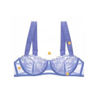 French Lace Minimizer Bra Set - Half Cup Wire-Free Support, Sheer Full Bust Bralette with Crisscross Back & Lace-In Cups
