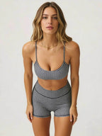 Halter Bikini Set Women Plaid Vintage Bathing Suit High Waisted Beach Shorts