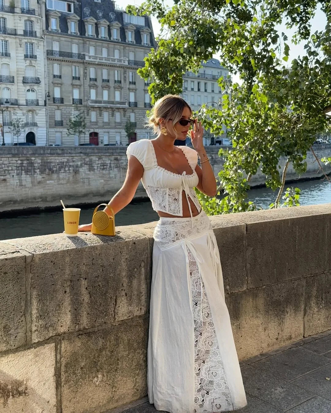 Off Shoulder two piece Set With Cropped Top And Flared Skirt