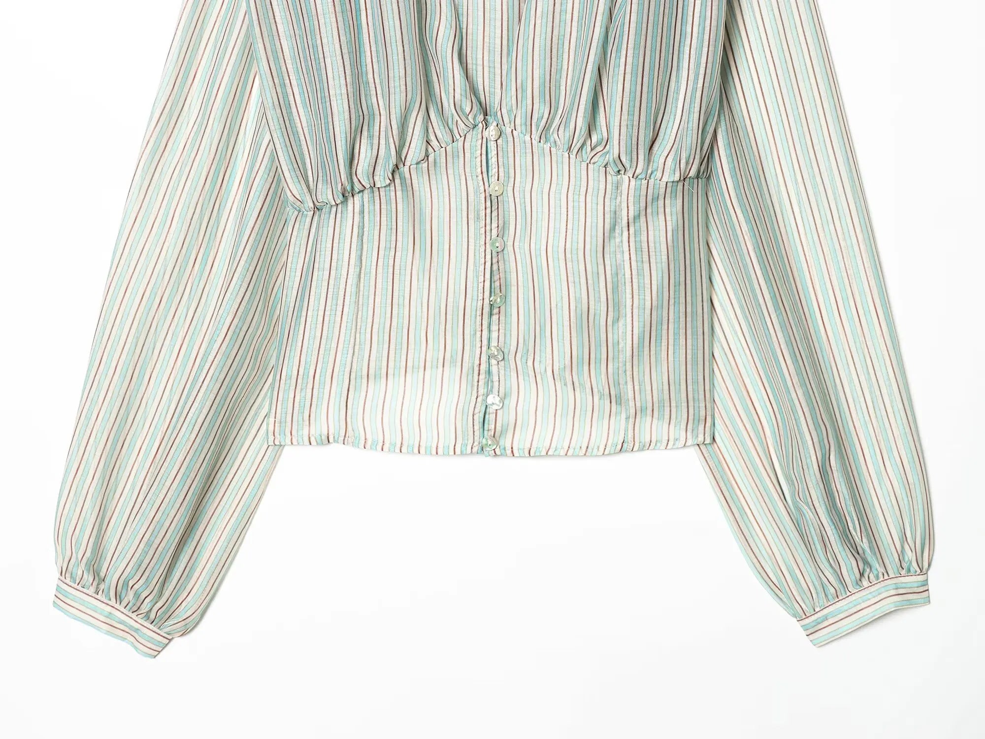 Striped Shirt With Flattering Fit Waist V Neck