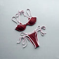 Patchwork Push Up Micro Bikinis Set Ttwo Piece Halter Tie Thong