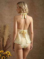 Lace Backless Bikini Set For Women Two Piece Beachwear Summer Swimwear
