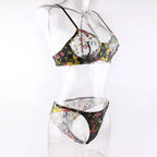 Countryside Embroidered Lingerie Set With Floral Patchwork Bra And Panty Details