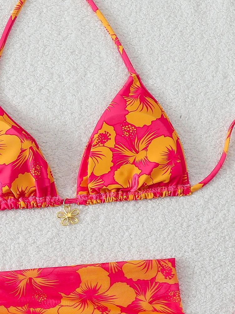 Triangle Bikini Set With Cover Up