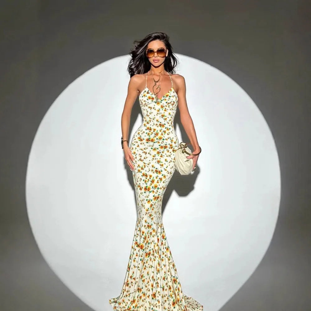 Floral Suspender Dress With Strapless