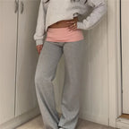 Relaxed Contrast Trim Elastic-Waist Straight-Leg Lounger Pants