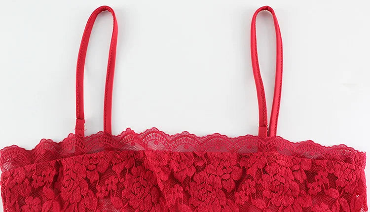 Sexy Lace Sheer Two Piece Set With Backless Straps